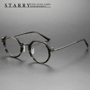 Saf Titanyum Erkek Gözlük Yuvarlak Kaliteli El Yapımı Gözlük Çerçevesi Retro Optik Miyopi Okuma Kişiselleştirilmiş Kadın Gözlük 5882