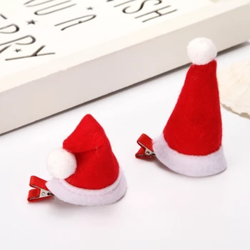 Santa Şapka Ördek Gagası Klip Noel saç tokası Mini Şapka Saç Yan Klipler Noel Şapka Santa Şapkalar Saç Tokalarım