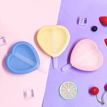 Silikon Dondurma Kalıp Renkli Sevimli Kalp Popsicle Tatlı Kalıp Hızlı Bırakma DIY Ev Yapımı Buz Küpü Makinesi Mutfak Aksesuarları