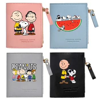 Snoopys Karikatür Fermuar Cüzdan Kadınlar için Anime PU Deri bozuk para çantaları Kadınlar için Sevimli Cüzdan kimlik kartı tutucu Kawaii Saklama Torbaları