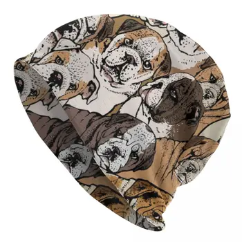 Sosyal İngilizce Bulldog Skullies Beanies Caps Unisex Kış Sıcak Örgü şapka Yetişkin İngiliz Pet Köpek Kaput Şapka Açık Kayak Kap
