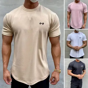 Spor T-shirt Erkekler kısa kollu pamuklu tişört Rahat boş İnce t shirt Erkek Spor Vücut Geliştirme Egzersiz Tee Üstleri Yaz giyim