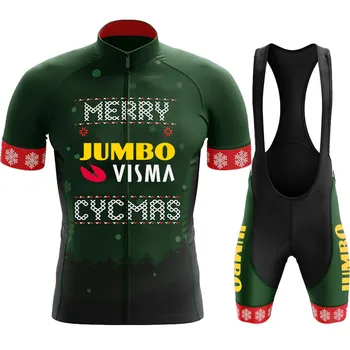 Takım 2023 Jumbo Visma Bisiklet Jersey Seti Merry Christmas Giyim Erkekler Yol Bisikleti Gömlek Takım Elbise Bisiklet Önlüğü Şort MTB Ropa Maillot
