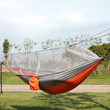Taşınabilir Açık Kamp Hamak Anti-sivrisinek Taşınabilir Asılı Yatak Sandalye Kamp Uyku Hamak Cibinlik 1-2 Kişi Salıncak