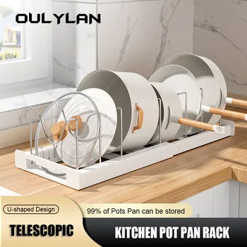 Teleskopik Pot Pan Raf Çok Fonksiyonlu mutfak rafı Dolabı Dahili Pot Tutucu Lavabo Organizatör Uzatılabilir tencere kapağı Depolama