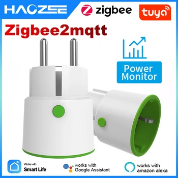 Tuya Akıllı Zigbee Fişi WiFi Soket 3680W 16A Güç Enerji İzleme Zamanlayıcı Anahtarı AB Çıkışı Ses Kontrolü