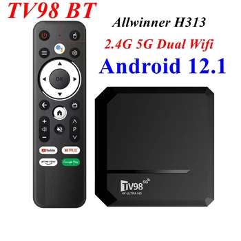 TV98 BT TV Kutusu Android 12.1 Allwinner H313 Dört Çekirdekli 2GB 16GB 2.4 G 5G Çift WİFİ H. 265 4K UHD Youtube akıllı medya oynatıcısı