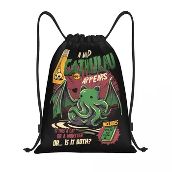 Vahşi Cthulhu İpli alışveriş çantası Yoga Sırt Çantaları Erkekler Kadınlar Kedi veya Canavar Kaiju Lovecraft Film Spor Salonu Sırt Çantası