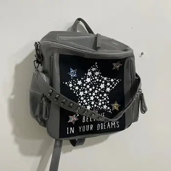 Vintage Mektup Yıldız Estetik Koltukaltı omuzdan askili çanta Gotik Punk Grunge Perçin Çanta Moda Tüm Maç Y2k Moda Kadın Sırt Çantası