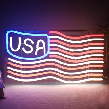 Wangxıng Amerikan Bayrağı desen Neon Burcu Dekorasyon ABD destekçileri dış duvar Neon ışık yapmak İçin Amerikan büyük tekrar