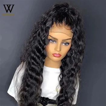 Websterwigs Sentetik Dantel ön peruk Uzun Kıvırcık Siyah Kadınlar Için Bebek Saç ısıya dayanıklı iplik Saç Günlük Giyim Peruk
