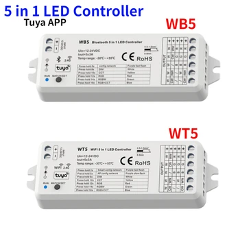 WT5 WıFı / WB5 Bluetooth Akıllı 5 İn1 RF Denetleyici Uyumlu Tuya Ses Kontrolü Tek Renk RGB, RGBW, RGB + CCT, CCT LED Şerit