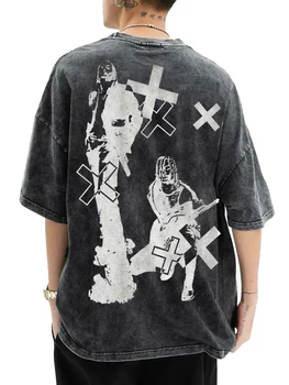Y2K Hip Hop Mektup Baskılı T Shirt Yok Yalnız Baskı Bekarlığa Veda Partisi Büyük Boy Üstleri Harajuku Moda Rahat Tüm Maç Üstleri