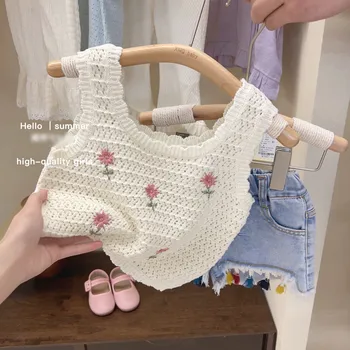 Yaz Bebek Kız Kıyafet Seti Yeni Doğan Bebek Kız Giysileri 2 Adet Yelek Pantolon Moda Baskı Çocuklar Kot Şort Kore Tarzı