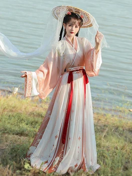 Yeni Hanfu kadın otantik orijinal sonbahar Çin rüzgar Jin sistemi çapraz yaka Qi Ru Wei Jin kostüm günlük