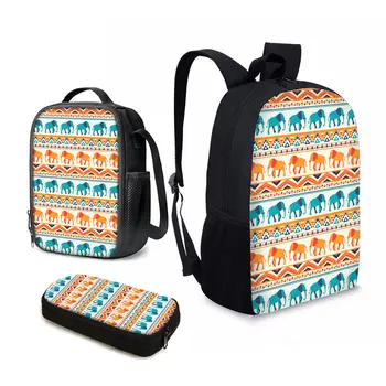 YIKELUO Moda Boho Tribal Fil Tasarım Büyük Kapasiteli Laptop gençler için çanta Su Geçirmez Seyahat Çantası Rahat Açık Çanta