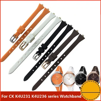 Yumuşak Silikon Watchband CK K4u231 K4u236 Serisi Bilezik Kadın Su Geçirmez Yüksek Kaliteli Kauçuk Saat Kayışı 3 mm Bilekliği