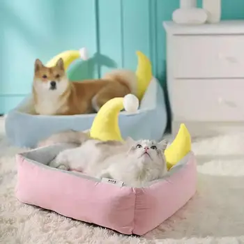 Yıkanabilir köpek yatağı Yumuşak Yastık Pet kedi matı Köpek Yuva Sevimli Ay Tasarım Köpek Kulübesi Dayanıklı Rahat Kanepe Kış Sıcak Yatak Köpek Sepetleri