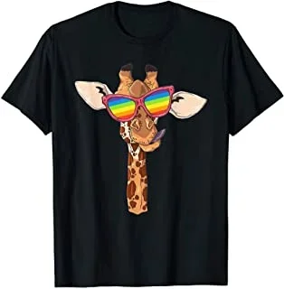 Zürafa Gökkuşağı Bayrağı-Komik Eşcinsel Hayvan Lover Hediye T-Shirt