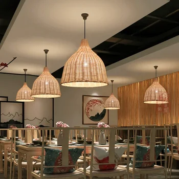 Çin Tarzı kolye ışık El Yapımı Bambu Dokuma Oturma Odası Çayevi Otel Lobisinde Güneydoğu Asya Halk Popüler Avizeler