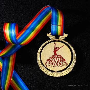 Özelleştirilebilir Logo Metal Dans Madalyası, Altın Folyo, Ev Dekorasyonu, Yoga, Latin, Dans Bale, Madalyaları Döndürebilir