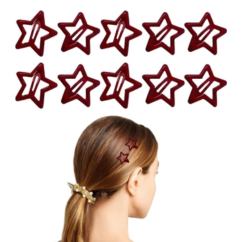 Öğrenci saç tokası Kırmızı Yıldız Tokalar Kızlar Şapkalar Saç Şekillendirici Pimleri 10 Adet 066F